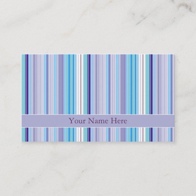 Purple Stripes Elegant Business Card (Front)