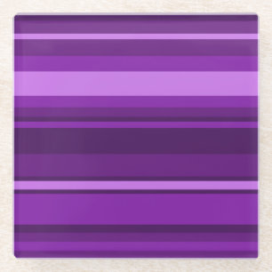 Purple stripes glass coaster