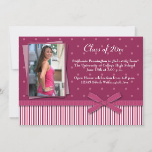 Purple stripes graduation open house announcement