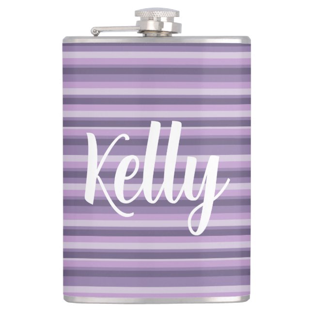 Purple stripes hip flask (Front)