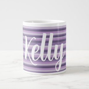 Purple stripes large coffee mug