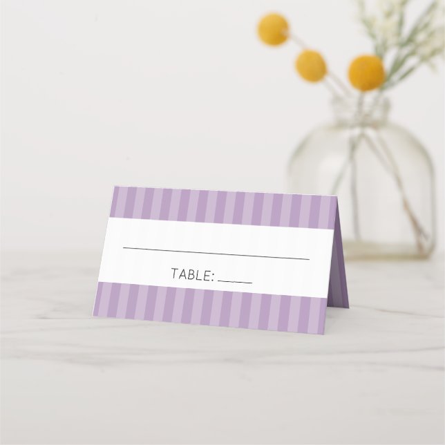 Purple Stripes, Lines, Striped Pattern, Wedding Place Card (Front)