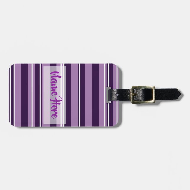 Purple Stripes  Luggage Tags (Front Horizontal)