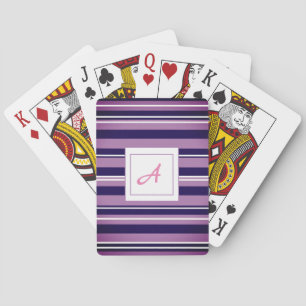 Purple Stripes Monogram Playing Cards