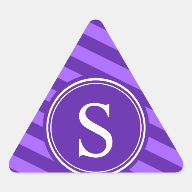 Purple Stripes Monogram Triangle Sticker (Front)