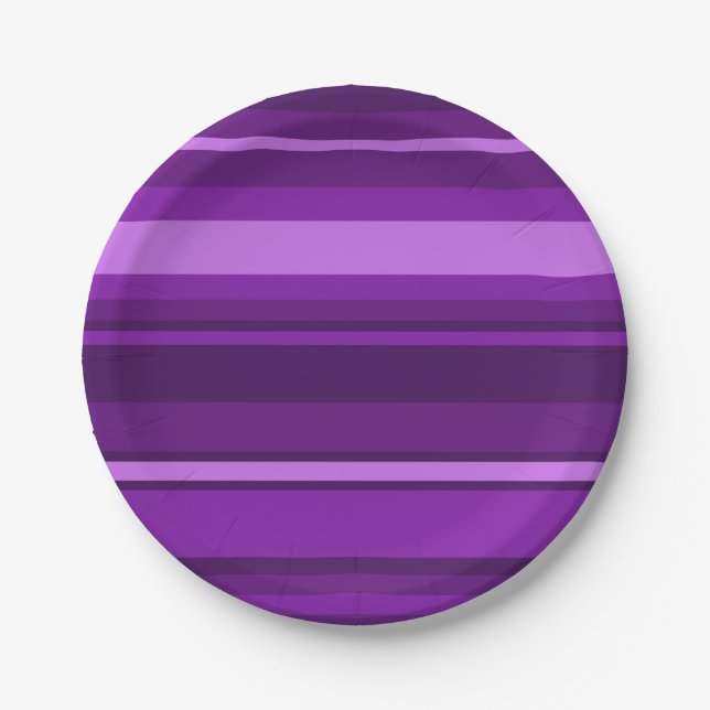 Purple stripes paper plate (Front)