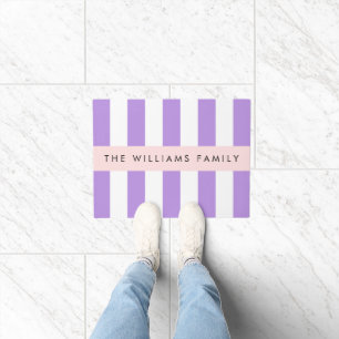 Purple Stripes, Striped Pattern, Lines, Your Name Doormat
