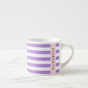 Purple Stripes, Striped Pattern, Lines, Your Name Espresso Cup