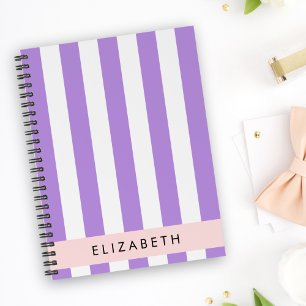 Purple Stripes, Striped Pattern, Lines, Your Name Planner