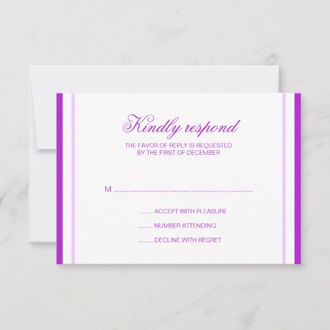 Purple Stripes Wedding Response Card (Front)
