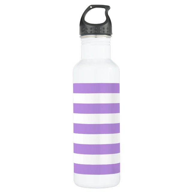 Purple Stripes, White Stripes, Striped Pattern 710 Ml Water Bottle (Front)