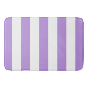Purple Stripes, White Stripes, Striped Pattern Bath Mat