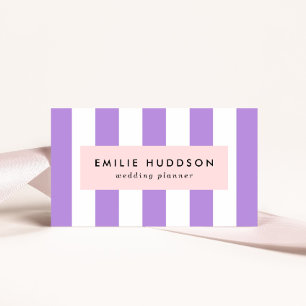 Purple Stripes, White Stripes, Striped Pattern Business Card