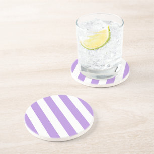 Purple Stripes, White Stripes, Striped Pattern Coaster