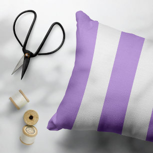 Purple Stripes, White Stripes, Striped Pattern Decorative Cushion
