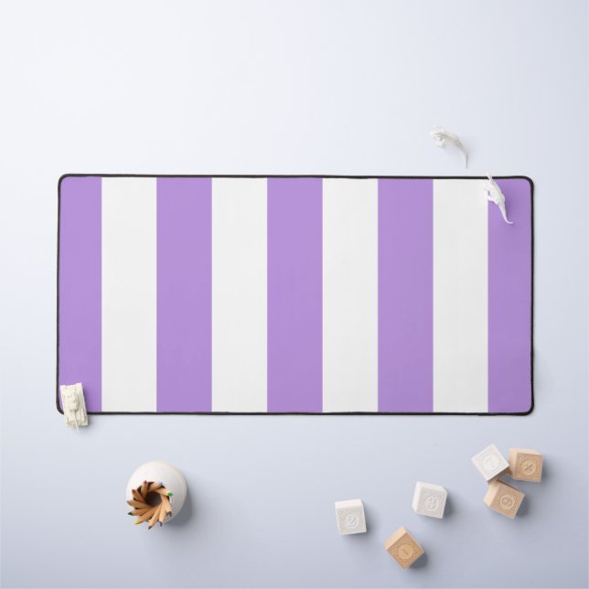 Purple Stripes, White Stripes, Striped Pattern Desk Mat (Kids Table)