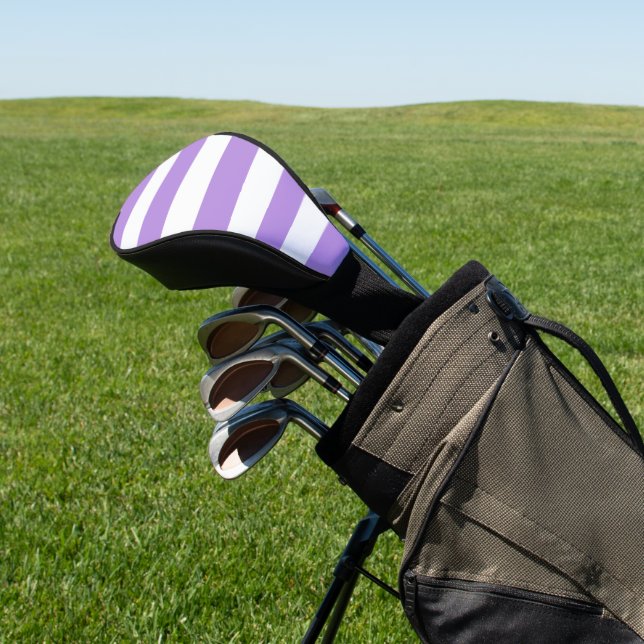 Purple Stripes, White Stripes, Striped Pattern Golf Head Cover (In Situ)