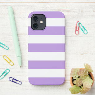 Purple Stripes, White Stripes, Striped Pattern iPhone 12 Case