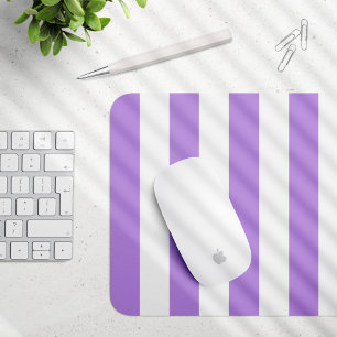 Purple Stripes, White Stripes, Striped Pattern Mouse Pad