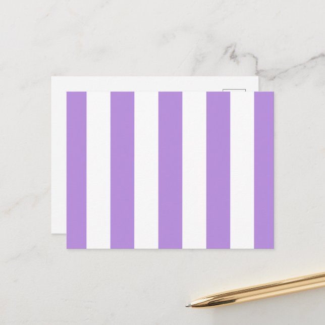 Purple Stripes, White Stripes, Striped Pattern Postcard (Front/Back In Situ)