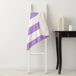 Purple Stripes, White Stripes, Striped Pattern Sherpa Blanket