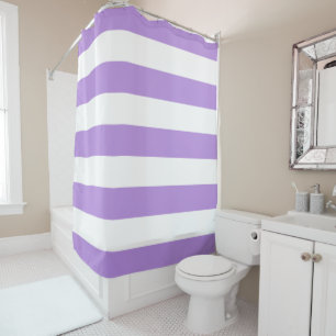 Purple Stripes, White Stripes, Striped Pattern Shower Curtain