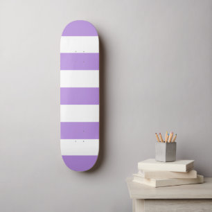 Purple Stripes, White Stripes, Striped Pattern Skateboard