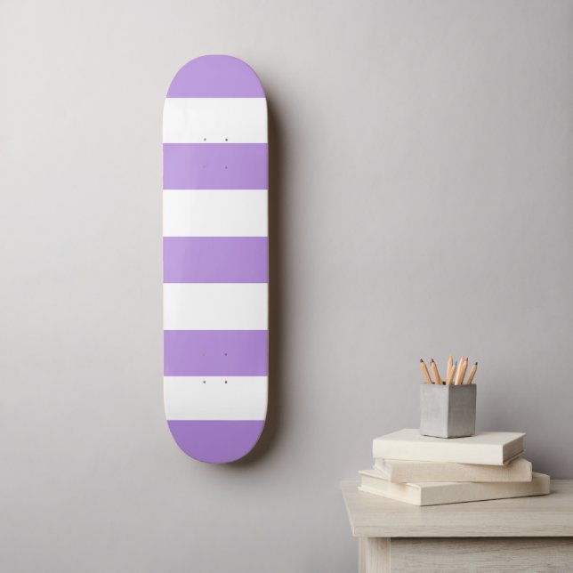Purple Stripes, White Stripes, Striped Pattern Skateboard (Wall Art)