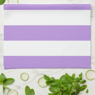 Purple Stripes, White Stripes, Striped Pattern Tea Towel