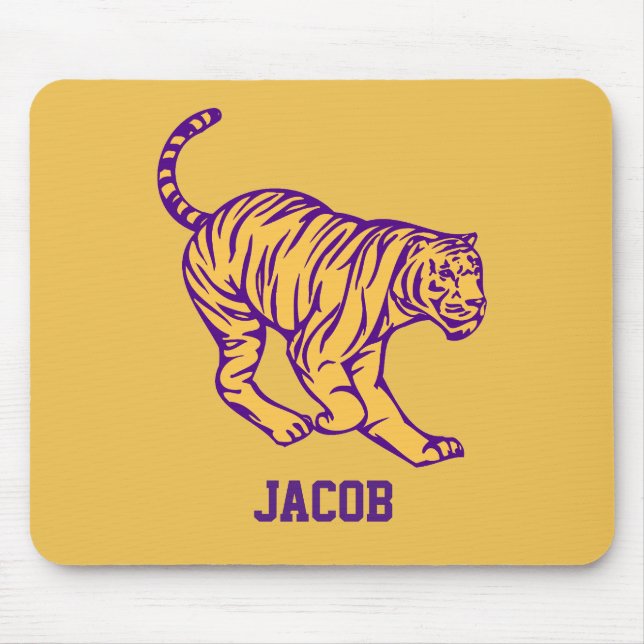 Purple Stripes Wild Cat Tiger Personalised Mouse Pad (Front)