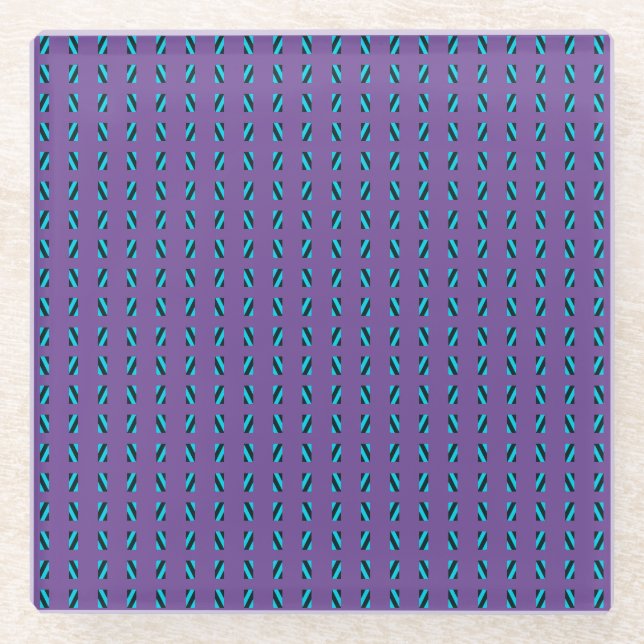 Purple Stripey Pattern Glass Coaster (Front)