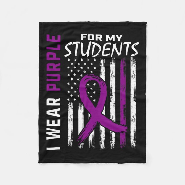 Purple Students Special Ed Teacher Epilepsy Awaren Fleece Blanket (Front)