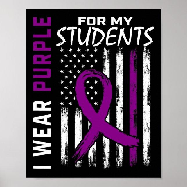 Purple Students Special Ed Teacher Epilepsy Awaren Poster (Front)