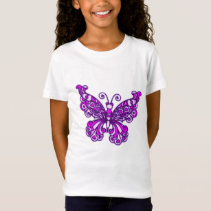 Purple stylised butterfly kids t-shirt