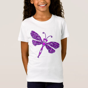 Purple stylised dragonfly kids t-shirt