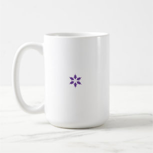 Purple, stylised floral mandala design on a dark b coffee mug