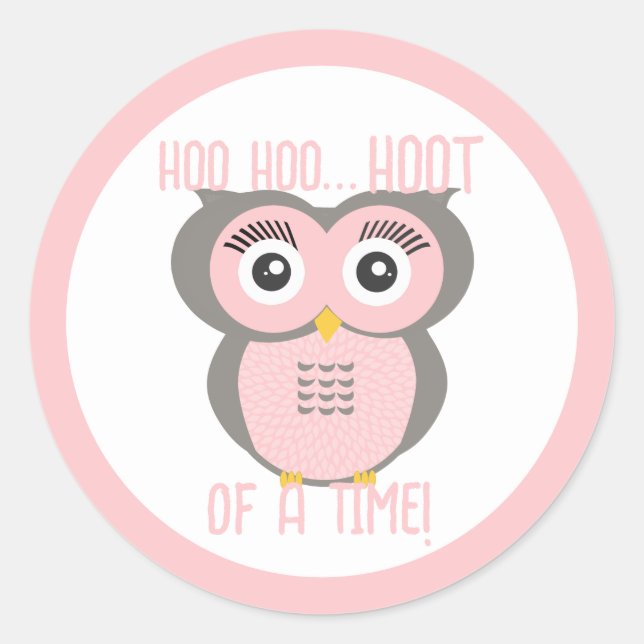 Purple Stylised Geometric Owl Classic Round Sticker (Front)