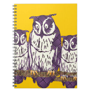 Purple Stylised Geometric Owl Family Notebook