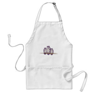 Purple Stylised Geometric Owl Family Standard Apron