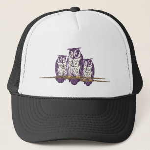 Purple Stylised Geometric Owl Family Trucker Hat