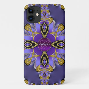 Purple Stylish Satin Lace Art Monogram iPhone Case