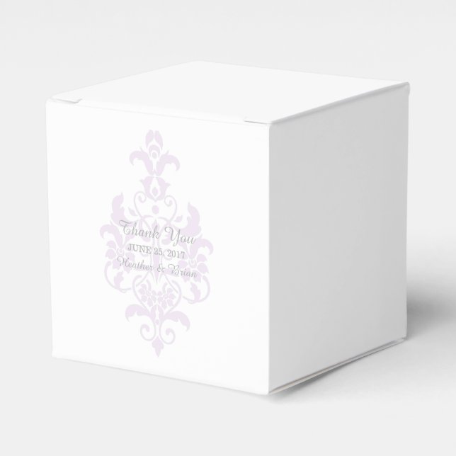 Purple Subtle Damask Favour Boxes (Front Side)