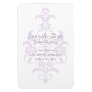 Purple Subtle Damask Save the Date Flexi Magnet