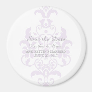 Purple Subtle Damask Save the Date Magnet