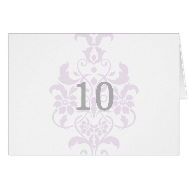 Purple Subtle Damask Table Number Card (Front Horizontal)