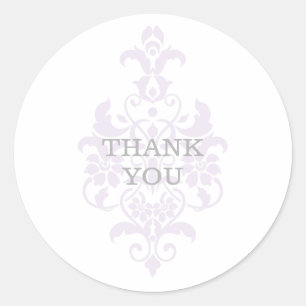 Purple Subtle Damask Thank You Stickers