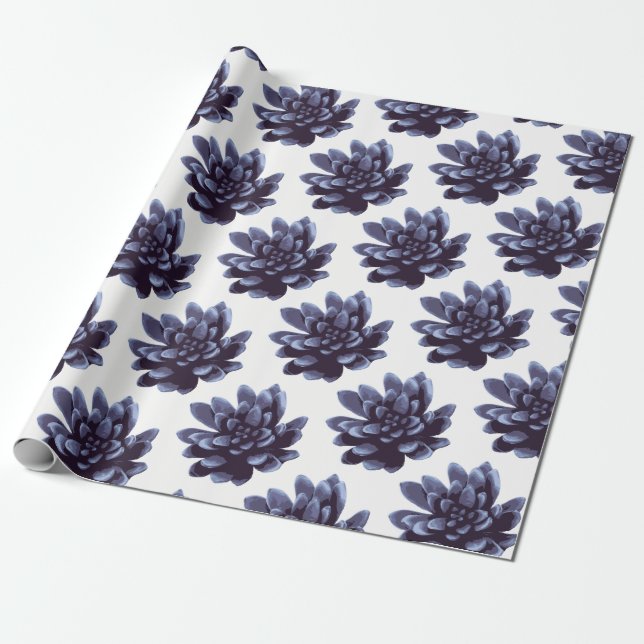 Purple Succulents Plant Wrapping Paper (Unrolled)