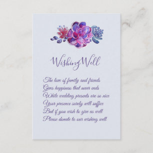 Purple Succulents Wedding Wishing Well Cards