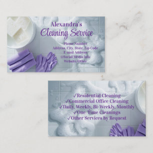 Purple Suds Elegant Cleaning Service Housekeeping Business Card