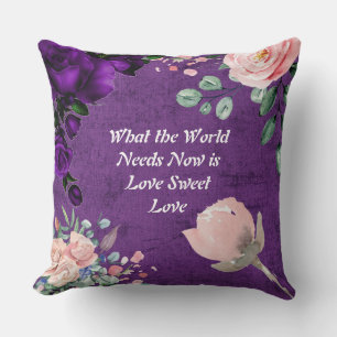 Purple Suede What the World Needs Now Pillow